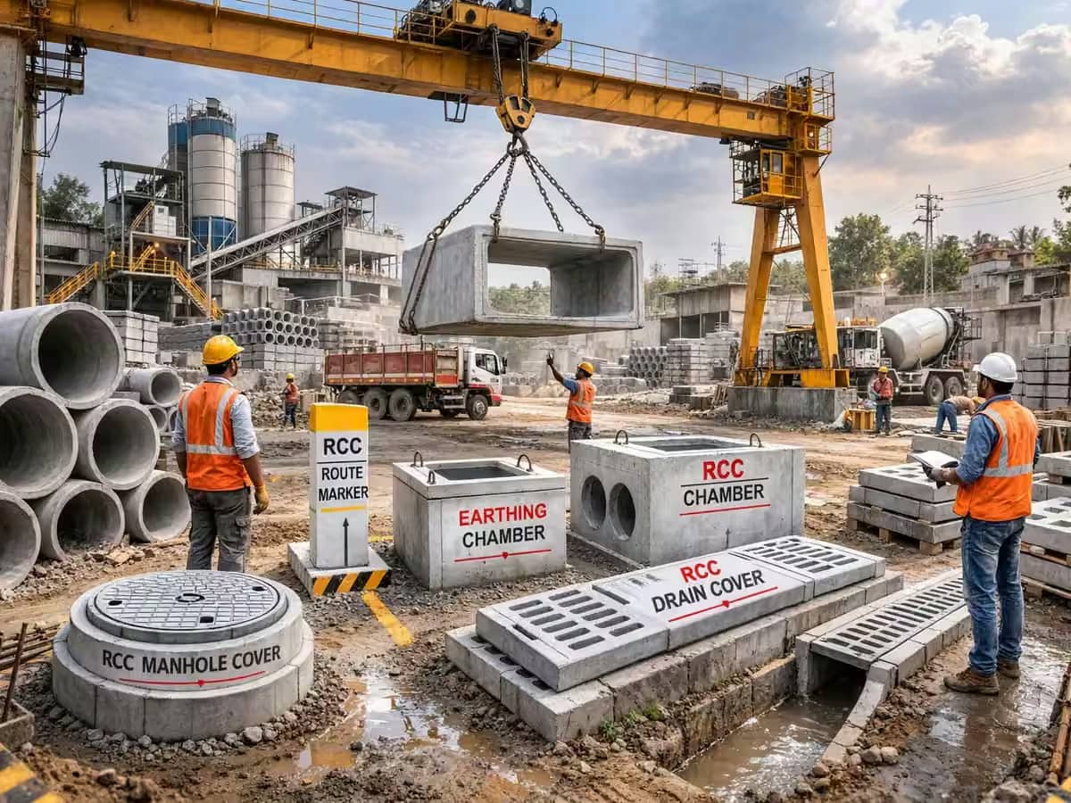 RCC precast cement products manufacturing facility in Jamnagar, Gujarat