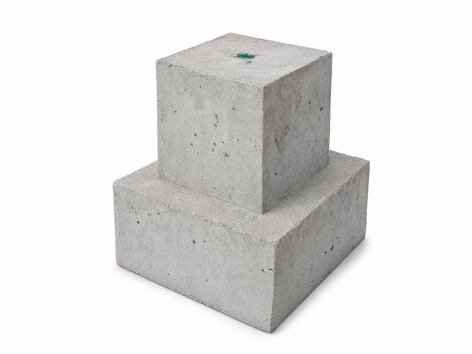 Precast RCC foundation block with a raised square pedestal