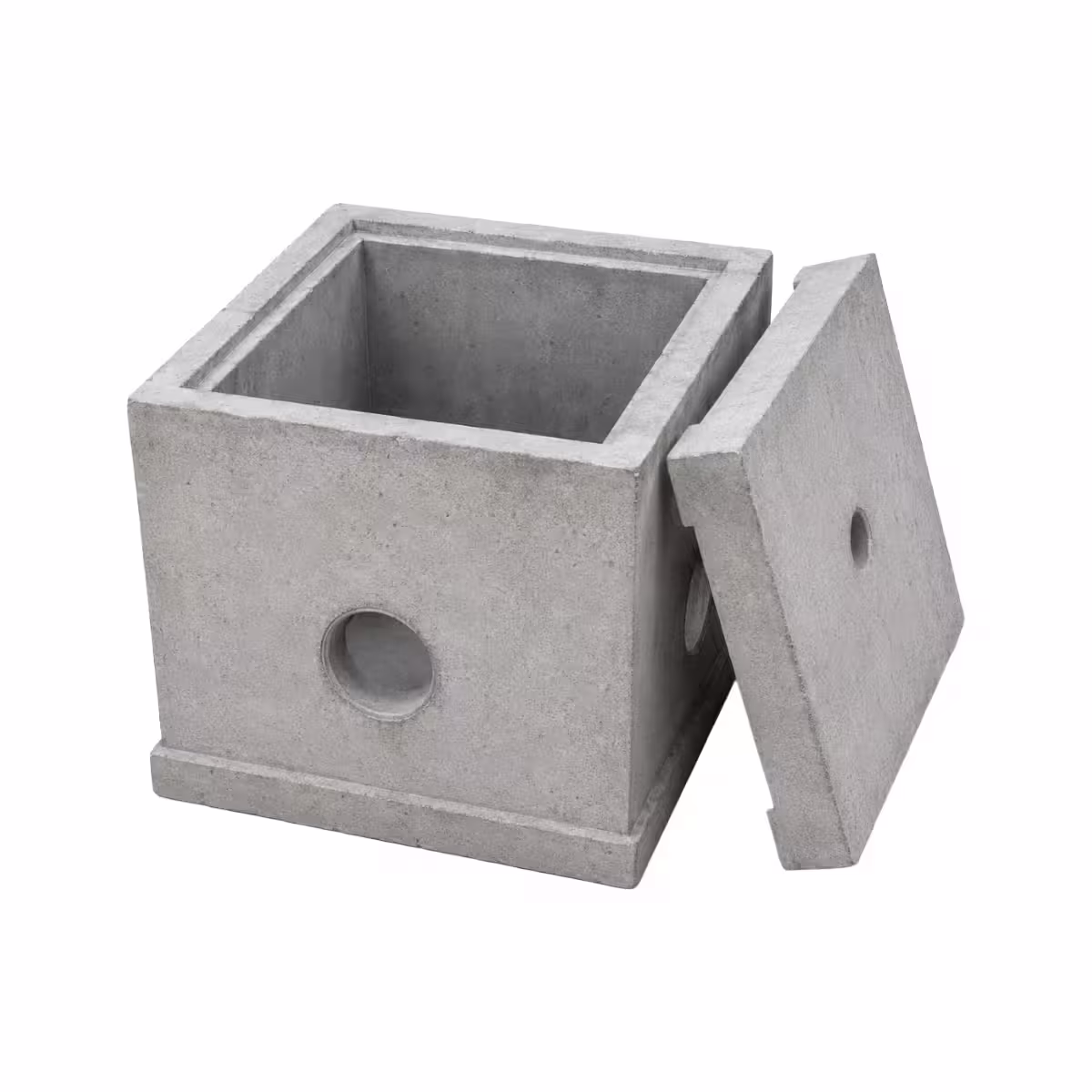 RCC precast utility chamber with open top and removable concrete cover